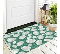 Tappetino Antiscivolo Bianco Verde Elegante Conchiglia 3D,Benvenuto Interni Ed Esterni Tappeto Arte Naturale,Zerbino Per Porta D'Ingresso Camera Da Letto Soggiorno,50X80Cm
