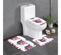 Tappetino antiscivolo da 3 pezzi, con stampa colorata a forma di testa di tigre, tappetino per WC a forma di U, ben attaccato, assorbente e resistente, spesso e confortevole.