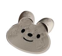 Tappetino antiscivolo in silicone per bagnetto e piedi a forma di coniglio, per rimuovere la pelle morta, ideale per doccia, massaggio alla schiena e lavaggio dei piedi (cachi, 45 x 45)