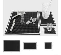 Tappetino antiscivolo in silicone per caffettiere, vetreria, banconi da bar, resistente alle fuoriuscite, tappetino antiscivolo in silicone per tappetino (30 x 45 cm, nero resistente) (10 x 10 cm)