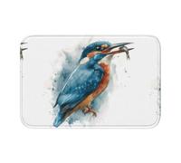 Tappetino antiscivolo ispessito XBKGOHA Acquerello Kingfisher con immagine di preda antiscivolo, facile da pulire, durevole, perfetto per bagno 60 x 40 cm