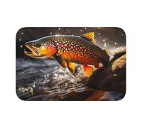 Tappetino antiscivolo ispessito XBKGOHA Brook Trout Fly Fishing Picture Antiscivolo, facile da pulire, durevole, perfetto per bagno 60 x 40 cm