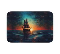 Tappetino antiscivolo ispessito YYHWHJDE barca a vela nel mare delle stelle stampe antiscivolo, facile da pulire, durevole, resistente allo sbiadimento, perfetto per bagno 60 x 40 cm