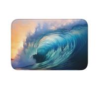 Tappetino antiscivolo ispessito YYHWHJDE Blue Ocean Wave Pattern antiscivolo, facile da pulire, durevole, resistente allo sbiadimento, perfetto per bagno 60 x 40 cm
