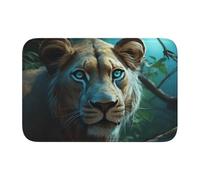 Tappetino antiscivolo ispessito YYHWHJDE Lioness con motivo occhi blu verdi antiscivolo, facile da pulire, durevole, resistente allo sbiadimento, perfetto per bagno 60 x 40 cm