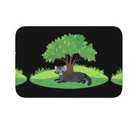 Tappetino antiscivolo ispessito YYHWHJDE Little Civet Cat Under The Green Tree stampe antiscivolo, facile da pulire, durevole, resistente allo sbiadimento, perfetto per WC bagno 60 x 40 cm