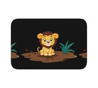 Tappetino antiscivolo ispessito YYHWHJDE Little Lion Playing in the mud stampe antiscivolo, facile da pulire, durevole, resistente allo sbiadimento, perfetto per bagno 60 x 40 cm