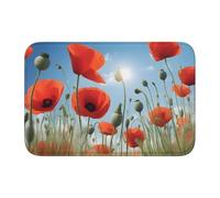 Tappetino antiscivolo ispessito YYHWHJDE papaveri su cielo blu stampe antiscivolo, facile da pulire, durevole, resistente allo sbiadimento, perfetto per bagno 60 x 40 cm