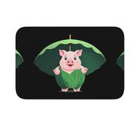 Tappetino antiscivolo ispessito YYHWHJDE Pig con grande ombrello foglia di loto stampe antiscivolo, facile da pulire, durevole, resistente allo sbiadimento, perfetto per bagno 60 x 40 cm