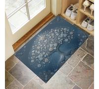Tappetino Antiscivolo Lavabile Albero Della Vita Zerbino Trappola Sporco Stile Bohémien Zerbino d'Ingresso Assorbenti per Cane, Ingresso, Porta e Corridoio, 60x90 cm, Colore Delle Uova D'Anatra