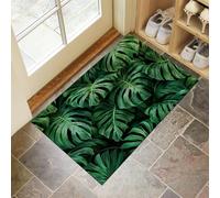 Tappetino Antiscivolo Lavabile Foglie Di Monstera Zerbino Trappola Sporco Punk Nella Giungla Zerbino d'Ingresso Assorbenti per Cane, Ingresso, Porta e Corridoio, 60x120 cm, Verde Scuro