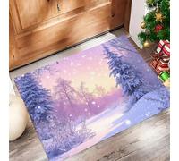Tappetino Antiscivolo Lavabile Foresta Di Abeti Da Sogno Zerbino Trappola Sporco Paese Delle Meraviglie Invernale Zerbino d'Ingresso Assorbenti per Cane, Ingresso, Porta e Corridoio, 50x80 cm, Viola