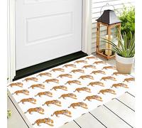 Tappetino Antiscivolo Marrone Personalità Tigre 3D,Benvenuto Interni Ed Esterni Tappeto Animali Semplici,Zerbino Per Porta D'Ingresso Camera Da Letto Soggiorno,80X120Cm