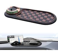 Tappetino antiscivolo per auto, multifunzione, 4 in 1, supporto per telefono cellulare per auto, con numero di parcheggio temporaneo, per telefono, occhiali da sole e chiavi (griglia grigia/oro)