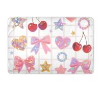 Tappetino antiscivolo per bambini, 132 cm di lunghezza x 86 cm di larghezza, con lustrini, fiocco rosa, extra large, riutilizzabile, per bambini, per imparare a usare il vasino
