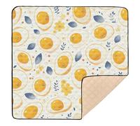 Tappetino antiscivolo per bambini con uova fritte carine, per giocare sul pavimento, per interni ed esterni, portatile, pieghevole, da viaggio, 127 x 127 cm con Musica para Bebes