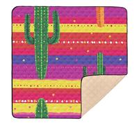 Tappetino antiscivolo per bambini in stile messicano Cinco De Mayo Cactus Askel, per interni ed esterni, lavabile, per la pancia e gattonare, per neonati e bambini, 127 x 127 cm