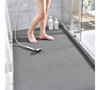 Tappetino antiscivolo per esterni, drenaggio, grande rete in gomma cava, anti muffa, per bagno, cucina, piscina, tappetino da doccia in PVC con scarico (grigio, 90 x 200 cm)