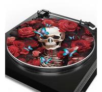 Tappetino antiscivolo per giradischi con teschio rosa per un migliore supporto del suono su giradischi LP in vinile, spessore 3 mm, design artistico originale