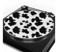 Tappetino antiscivolo per giradischi in vinile nero e bianco a forma di mucca da 3 mm, tappetino antistatico in vinile da 30,5 cm, migliora la qualità della riproduzione dei dischi LP
