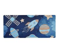 Tappetino antiscivolo per mouse con motivo pianeta razzo blu per il riposo, tappetino per mouse da scrivania, grande, 80 x 30 cm