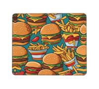 Tappetino antiscivolo per mouse da gioco, con stampa di hamburger patatine fritte, adatto per studio e gioco, 25,4 x 30,5 cm