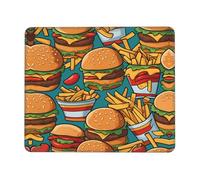 Tappetino antiscivolo per mouse da gioco, con stampa di hamburger patatine fritte, adatto per studio e gioco, 25,4 x 30,5 cm