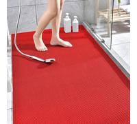 Tappetino Antiscivolo per Pavimento con Drenaggio per Esterni, Grande Tappeto in Gomma a Maglia Cava Antimuffa per Bagno/Cucina/Piscina, Tappeto da Doccia in PVC con Drenaggio (Rosso, 80x120 cm)