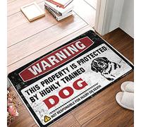 Tappetino antiscivolo per vasca da bagno, resistente, avviso che questa proprietà è protetta da un cane altamente addestrato, in plastica a pelo basso, per ingresso di casa (65 x 90 cm)