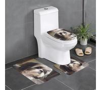 Tappetino antiscivolo per WC a forma di U, set da 3 pezzi, con stampa di cani Shih Tzu, ben attaccato, assorbente e resistente, spesso e comodo.