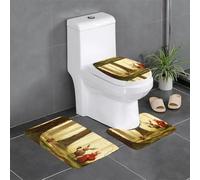 Tappetino antiscivolo per WC a forma di U, set da 3 pezzi, con stampa di un simpatico cerbiatto, ben attaccato, assorbente e resistente, spesso e comodo.
