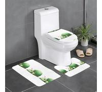 Tappetino antiscivolo per WC a forma di U, set da 3 pezzi, con stampa di una simpatica tartaruga e un simpatico coniglio, ben attaccato, assorbente e resistente, spesso e comodo.