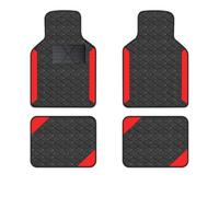 Tappetino antiscivolo Set di 4 tappetini di lusso per auto con guida a sinistra, tappetino di protezione universale in pelle PU Tappetini Auto tappetini auto gomma(Red)