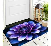 Tappetino Antiscivolo Viola Dalia Esotica 3D,Benvenuto Interni Ed Esterni Tappeto Piante Personalizzate,Zerbino Per Porta D'Ingresso Camera Da Letto Soggiorno,60X90Cm