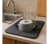 Tappetino asciugapiatti ad asciugatura rapida e assorbente - Organizer da cucina - 100% poliestere - 35*45 cm - 4 volte più assorbente di un asciugamano e ad asciugatura rapida - MADE IN TURKEY, Tappe