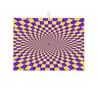 Tappetino asciugapiatti multicolore per il bancone della cucina, motivo stampato con linee visive sfumate e illusione ottica, grande, 18 x 24 pollici