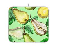 Tappetino assorbente ad asciugatura rapida per pittura e piatti, per bancone della cucina, tappetino asciutto verde chiaro con foglie di pere, 40,6 x 45,7 cm