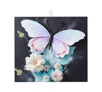 Tappetino assorbente bianco con stampa di farfalle per piano di lavoro della cucina, tappetino assorbente e antiscivolo per stoviglie Lavello da cucina