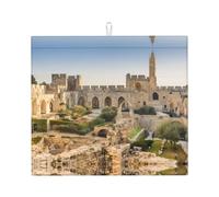 Tappetino assorbente da cucina con motivo Israele alla Torre di David, tappetino per scolapiatti da appoggio, adatto per riporre posate, coltelli e tazze