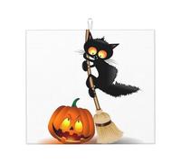 Tappetino assorbente da cucina con stampa di zucca, gatti neri, per Halloween, tappetino di scarico compatibile con vari piani di lavoro