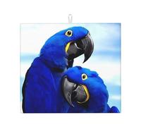 Tappetino assorbente da cucina, motivo pappagallo blu che abbraccia, tappetino per scolapiatti da appoggio, adatto per riporre posate, coltelli e tazze