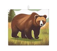 Tappetino assorbente da cucina WHJSSF Brown Bear Walking Pattern antiscivolo e ad asciugatura rapida per riporre stoviglie e pulire piani di lavoro 45,7 x 40,6 cm