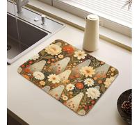 Tappetino assorbente in terra di diatomee Boho Phantom Wildflower vintage | Tappetino scolapiatti per asciugare lavabili, scolapiatti da cucina, decorazione per piano di lavoro