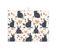Tappetino Assorbente Microfibra Tappetino Scolapiatti Cute Rabbit Black Heart Resistente Al Calore Tappetini Per Lavello Da Cucina Per Cucina Piatti Vetro 46X41cm