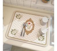 Tappetino assorbente per asciugare i piatti con design fantasia, protezione antiscivolo su entrambi i lati, resistente al calore e isolato per l'uso come sottobicchiere o tappetino protettivo per