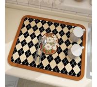 Tappetino assorbente per asciugare i piatti con design fantasia, protezione antiscivolo su entrambi i lati, resistente al calore e isolato per l'uso come sottobicchiere o tappetino protettivo per