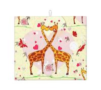 Tappetino assorbente per asciugare i piatti con giraffa, cuore, fiore, farfalla, per accessori da cucina, pieghevole, riutilizzabile