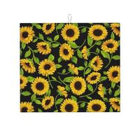 Tappetino assorbente per asciugare i piatti con stampa di girasoli per accessori da cucina, pieghevole, riutilizzabile