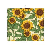 Tappetino assorbente per asciugare i piatti con stampa di girasoli per bancone della cucina ad asciugatura rapida antiscivolo riutilizzabile Pad