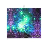 Tappetino assorbente per asciugare i piatti con stampa galassia verde blu viola per bancone cucina ad asciugatura rapida antiscivolo riutilizzabile Pad